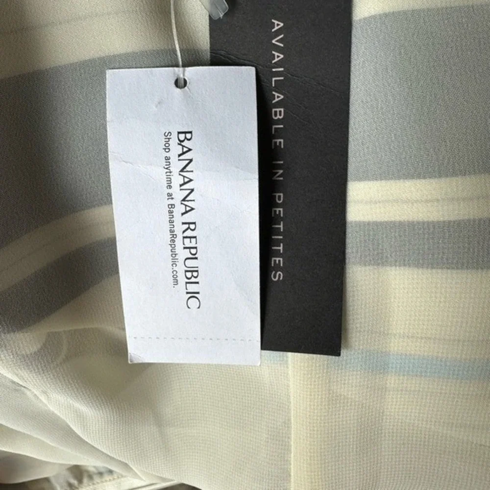Banana Republic One Shoulder Dress NWT Women's 4 Blue Striped‎ Ruffle Sheath